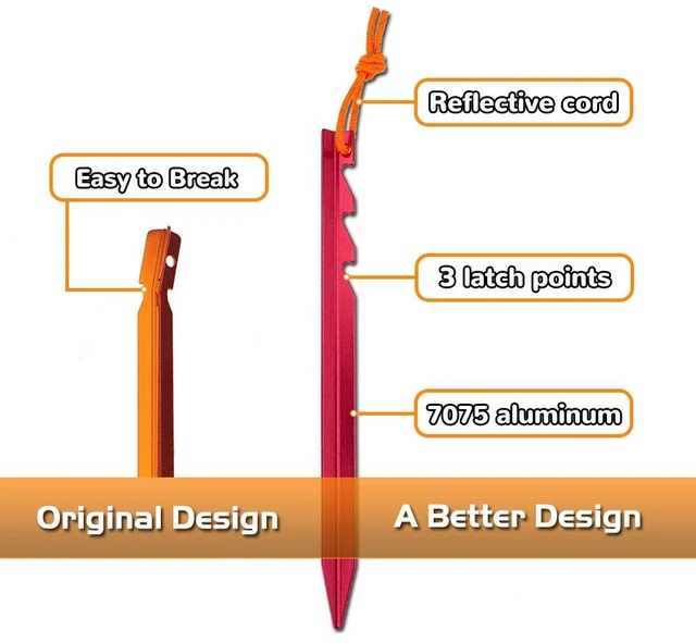 Alt view image 3 of 6 - 15 Pack Lightweight Aluminum Tent Stakes with Reflective Cords