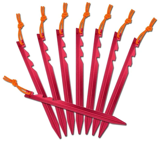 Alt view image 4 of 6 - 15 Pack Lightweight Aluminum Tent Stakes with Reflective Cords