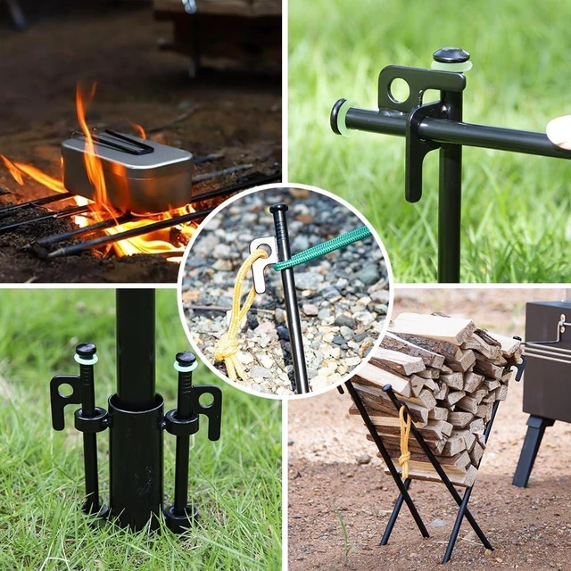 Alt view image 2 of 7 - 8Inch Heavy Duty Tent Stakes, 8Pcs Tent Pegs with Metal and Fluorescent Silicone Rings and Storage Bag for Camping