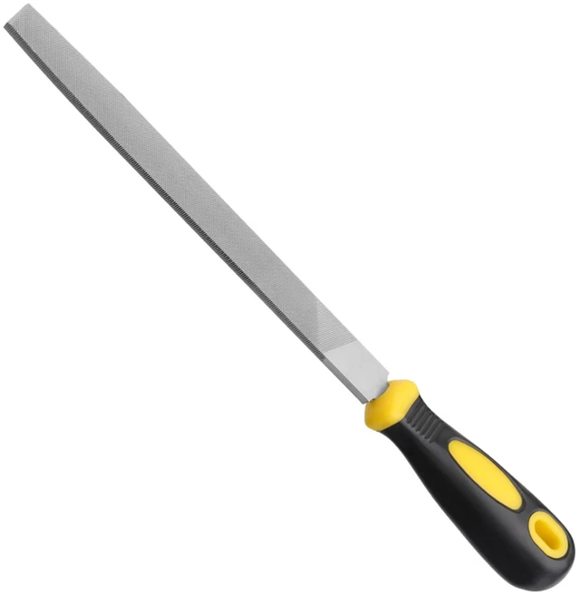 Main image of 8in Flat Metal File, 12in Overall Length, Hardened High Carbon Steel, Anti-Slip Ergonomic Handle, Uniform Teeth, for Sharpening and Deburring Metal, Stone, Wood, Plastic