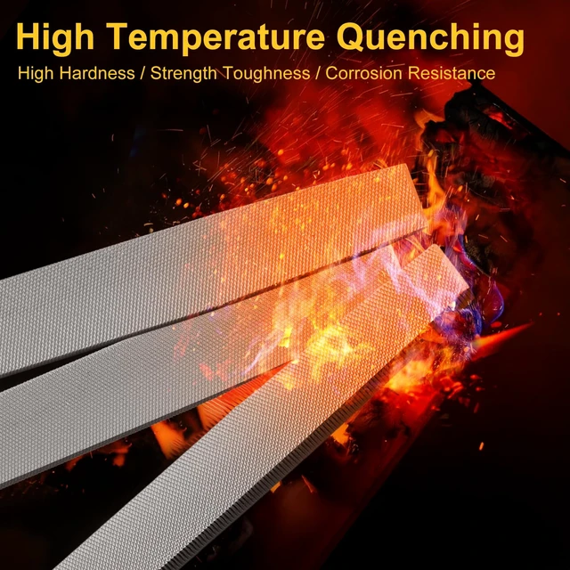 Alt view image 6 of 7 - 8in Flat Metal File, 12in Overall Length, Hardened High Carbon Steel, Anti-Slip Ergonomic Handle, Uniform Teeth, for Sharpening and Deburring Metal, Stone, Wood, Plastic