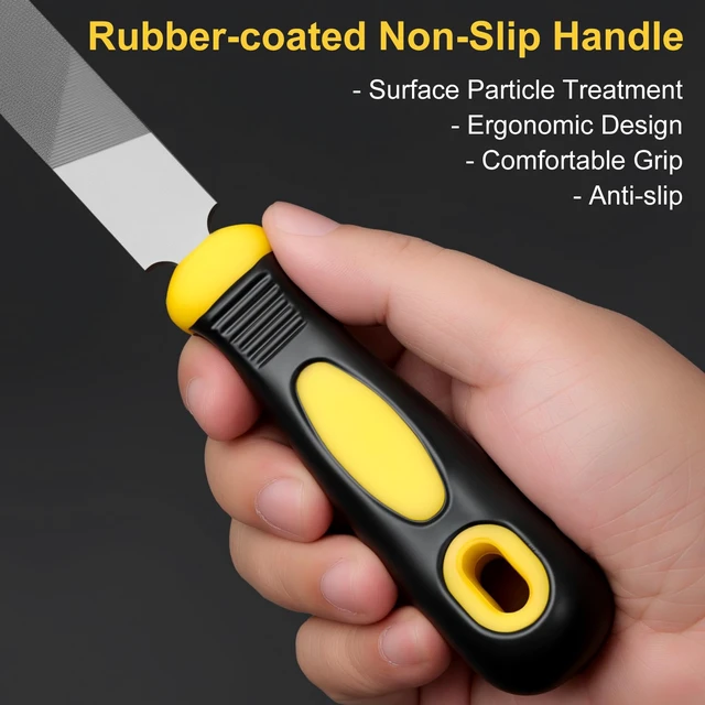 Alt view image 7 of 7 - 8in Flat Metal File, 12in Overall Length, Hardened High Carbon Steel, Anti-Slip Ergonomic Handle, Uniform Teeth, for Sharpening and Deburring Metal, Stone, Wood, Plastic