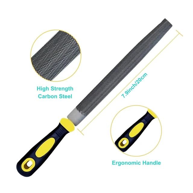 Alt view image 5 of 6 - Warmtree 3-Piece Metal File Set, 8-Inch, High Carbon Steel, Flat/Round/Half-Round, for Metal and Wood