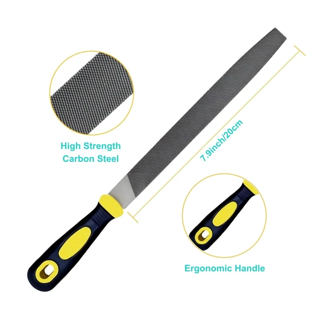 Alt view image 2 of 6 - Warmtree 3-Piece Metal File Set, 8-Inch, High Carbon Steel, Flat/Round/Half-Round, for Metal and Wood