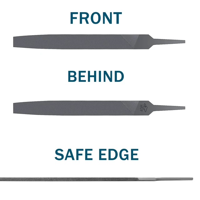 Alt view image 4 of 7 - 6-Inch Flat Medium Cut File, Double Cut Teeth, High Hardened Steel Hand File without Handle for Shaping Wood, Metal, Plastic