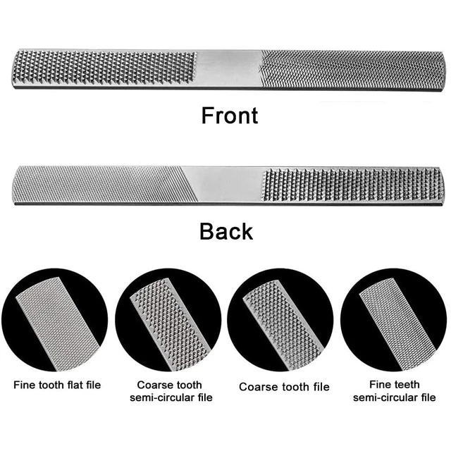 Alt view image 2 of 5 - 4-Way Hand File, Round Rasp, Half Round Flat & Needle Files - Wood Rasp Set for Sharpening Wood and Metal Tools