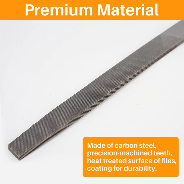 Alt view image 5 of 6 - 6-Inch Flat Medium Cut File, Double Cut Teeth, High Carbon Steel, Single Hand File Without Handle, for Shaping Metal, Wood, Etc.