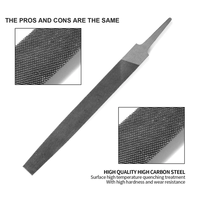 Alt view image 2 of 6 - 6-Inch Flat Medium Cut File, Double Cut Teeth, High Carbon Steel, Single Hand File Without Handle, for Shaping Metal, Wood, Etc.