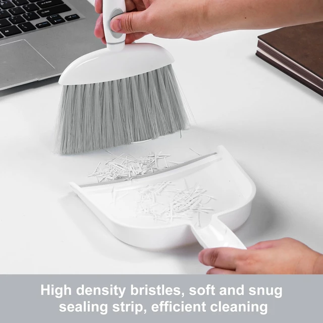 Alt view image 4 of 6 - NACENA Small Dustpan and Brush Set, Mini Broom and Dustpan, White & Gray