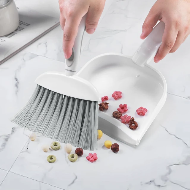 Alt view image 2 of 6 - NACENA Small Dustpan and Brush Set, Mini Broom and Dustpan, White & Gray