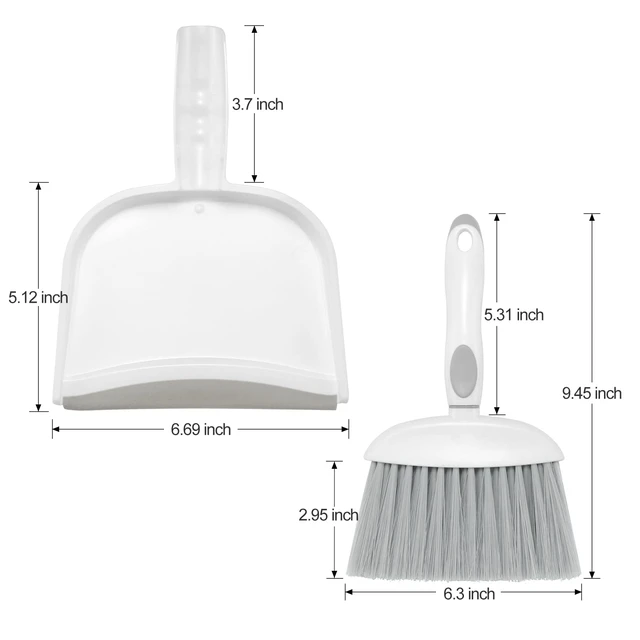 Alt view image 3 of 6 - NACENA Small Dustpan and Brush Set, Mini Broom and Dustpan, White & Gray