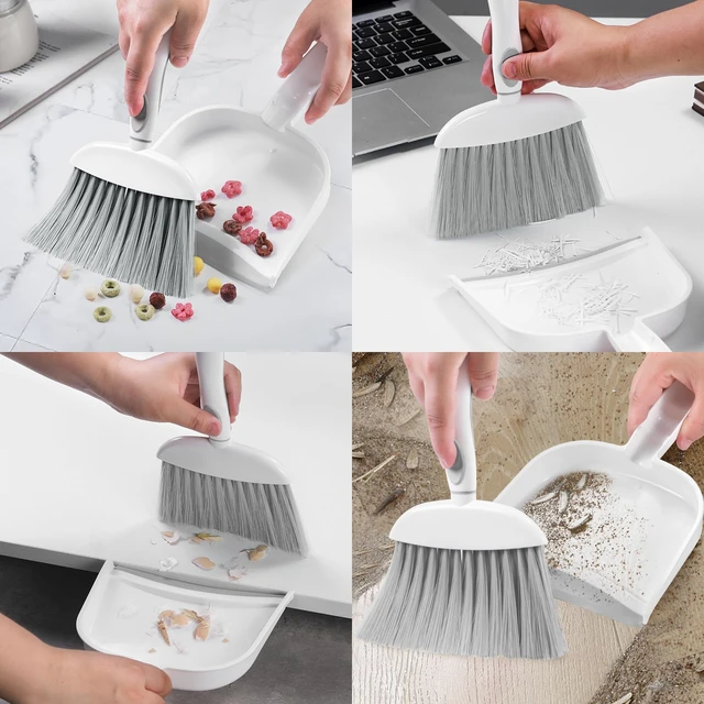 Alt view image 6 of 6 - NACENA Small Dustpan and Brush Set, Mini Broom and Dustpan, White & Gray