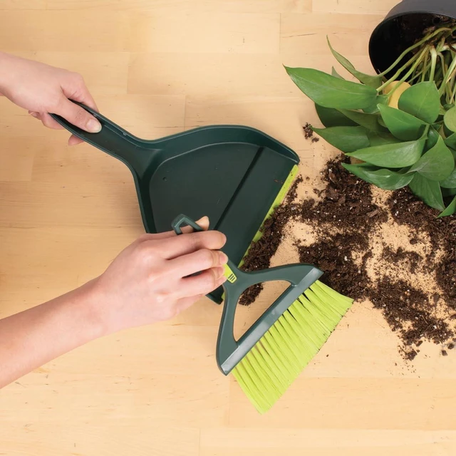 Alt view image 4 of 5 - Pine-Sol Mini Dustpan and Brush Set, Nesting Snap-On Design, Portable Compact Hand Broom, Green