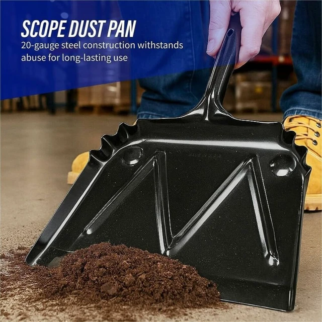 Alt view image 3 of 4 - Genuine Joe 12-Inch Heavy-Duty Black Metal Dustpan
