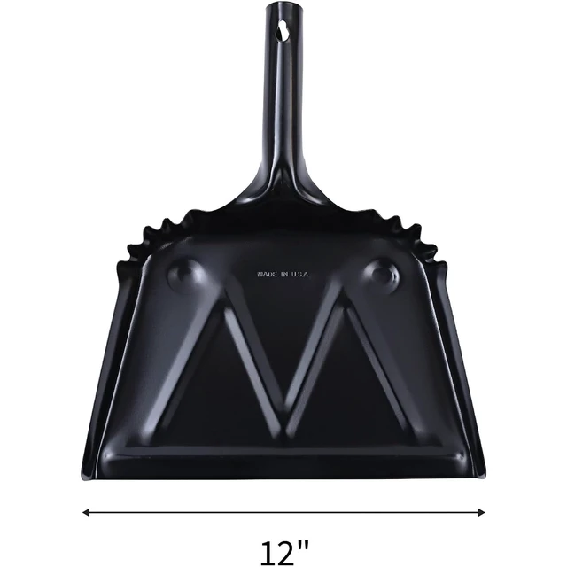 Alt view image 4 of 4 - Genuine Joe 12-Inch Heavy-Duty Black Metal Dustpan