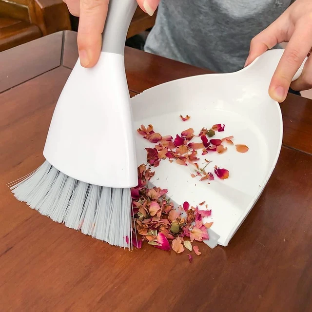 Main image of Dustpan and Brush Set, Mini, Nesting, for Table, Keyboard, Cats, Dogs, and Other Pets, Gray