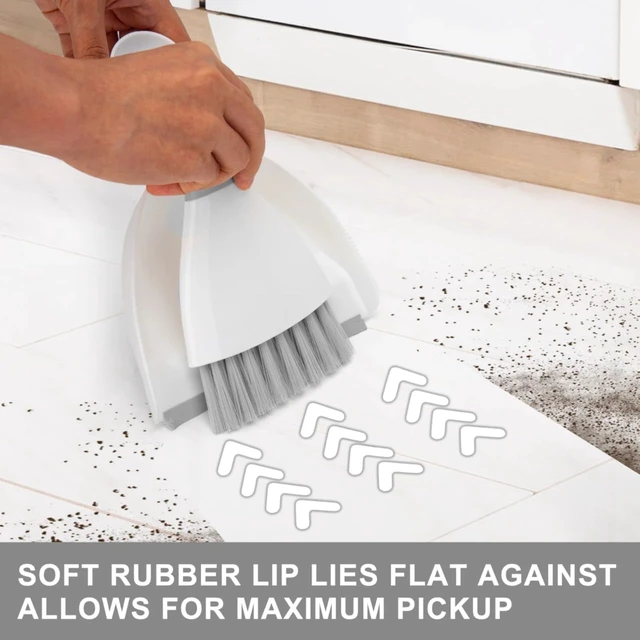 Alt view image 5 of 5 - Dustpan and Brush Set, Mini, Nesting, for Table, Keyboard, Cats, Dogs, and Other Pets, Gray