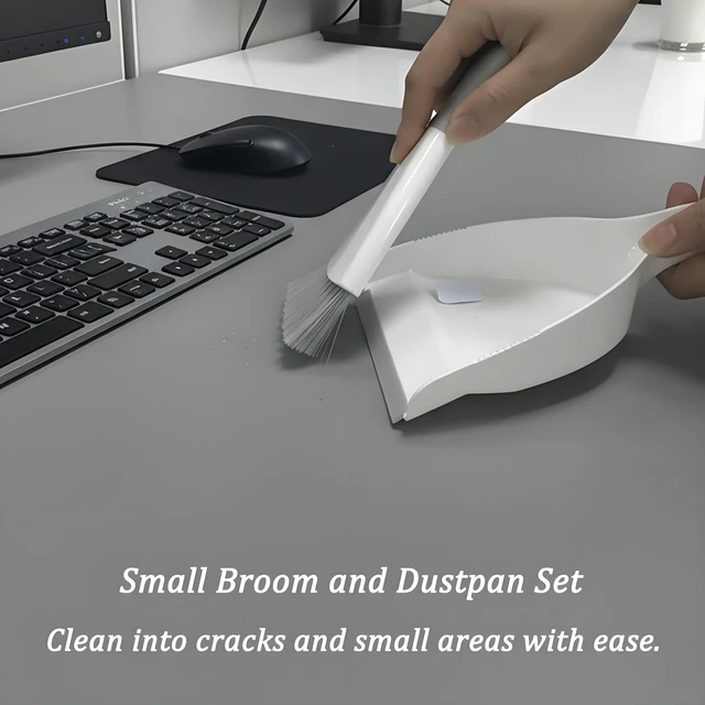 Alt view image 4 of 5 - Dustpan and Brush Set, Mini, Nesting, for Table, Keyboard, Cats, Dogs, and Other Pets, Gray
