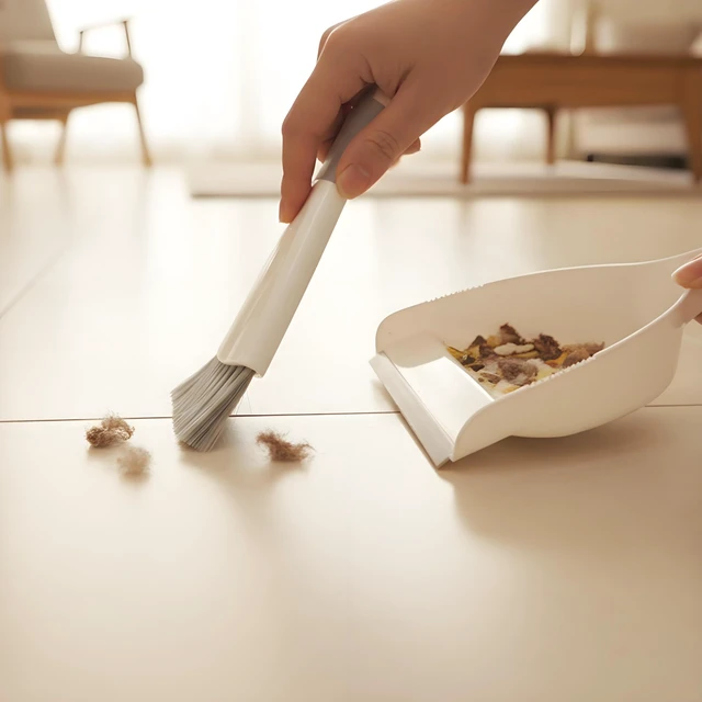 Alt view image 3 of 5 - Dustpan and Brush Set, Mini, Nesting, for Table, Keyboard, Cats, Dogs, and Other Pets, Gray