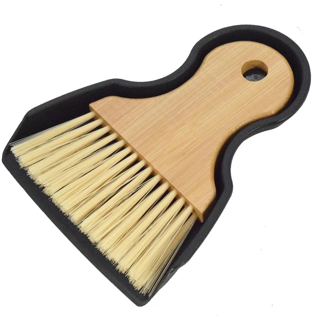 Main image of Mini Broom and Dustpan Set, Portable Hand Broom with Bamboo Handle, Small Crumb Sweeper for Home Bathroom Kitchen Car Interior Office Pet Areas Black