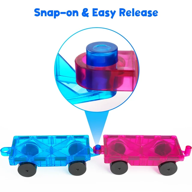 Alt view image 2 of 6 - Bmag 2PCS Magnetic Car Set, Construction Vehicle Building Tiles, STEM Educational Magnet Toys for Boys and Girls