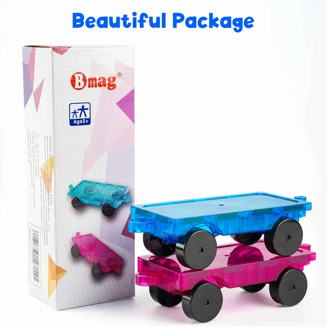 Alt view image 3 of 6 - Bmag 2PCS Magnetic Car Set, Construction Vehicle Building Tiles, STEM Educational Magnet Toys for Boys and Girls