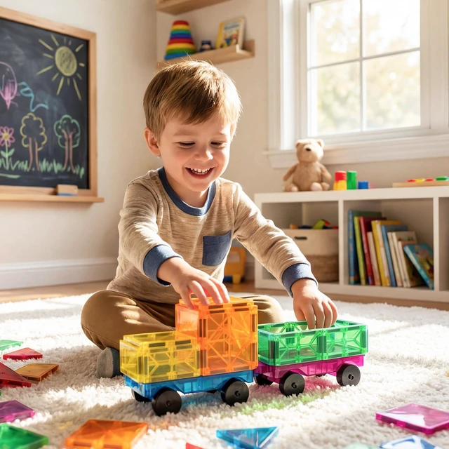 Alt view image 6 of 6 - Bmag 2PCS Magnetic Car Set, Construction Vehicle Building Tiles, STEM Educational Magnet Toys for Boys and Girls