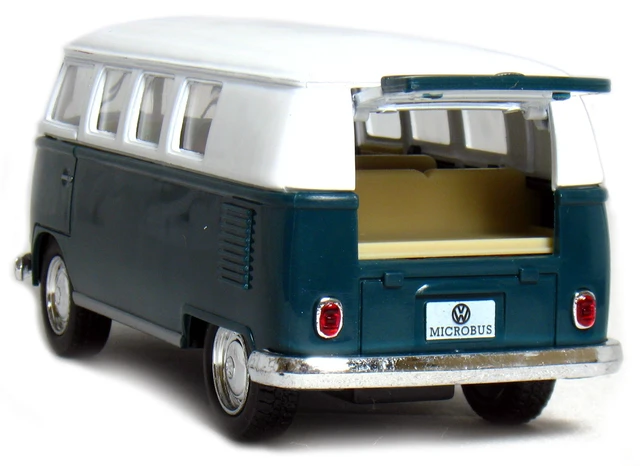 Alt view image 2 of 4 - KiNSMART 1962 Volkswagen Classic Bus 1:32 Scale 5" Die Cast Metal Pullback Action Model Toy Van (Green)
