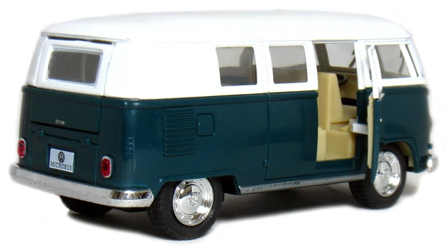 Alt view image 3 of 4 - KiNSMART 1962 Volkswagen Classic Bus 1:32 Scale 5" Die Cast Metal Pullback Action Model Toy Van (Green)