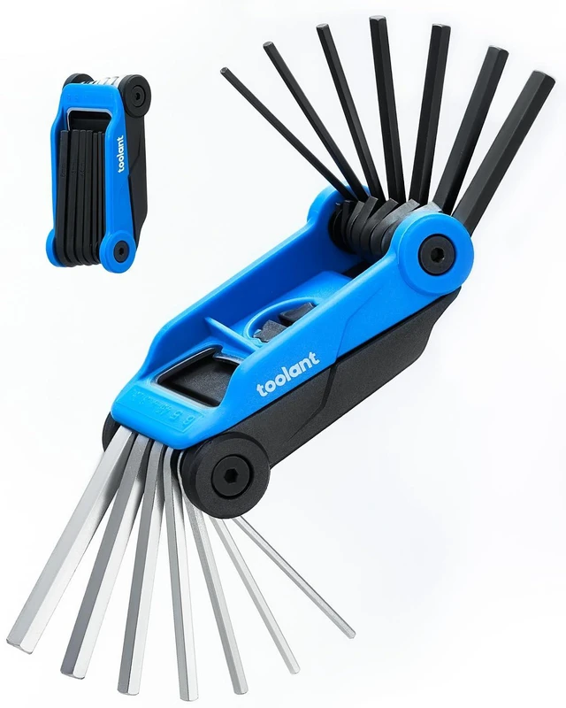 Main image of Kraftek Toolant 14-Piece Folding Allen Wrench Set, Metric 2mm-6mm and SAE 5/64"-1/4", CRV Steel Compact Hex Key Set for Bike Repair and Home