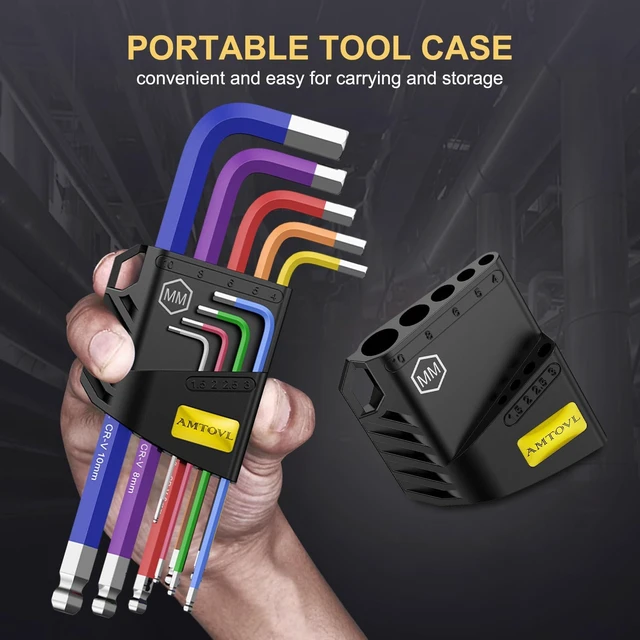 Alt view image 3 of 6 - AMTOVL 9PCS Metric Allen Hex Key Set, Long Ball End, 1.5-10mm