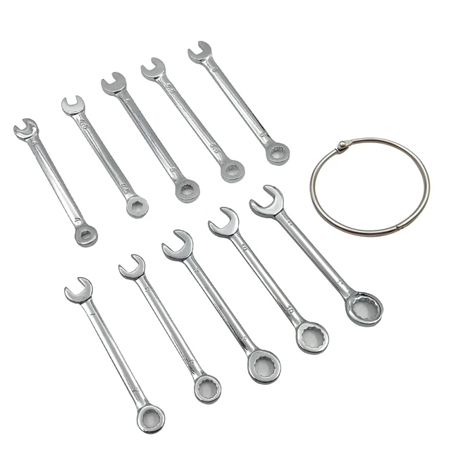 Alt view image 2 of 6 - Mini Open End Combination Wrench Set with Chain Ring, Metric, 10pcs
