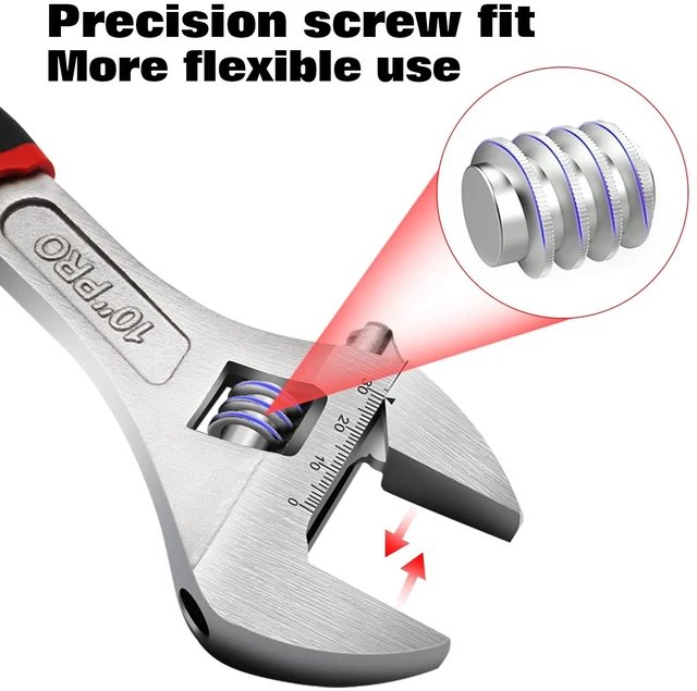 Alt view image 3 of 6 - WISEUP 8 Inch Adjustable Wrench Professional Cr-V Forged
