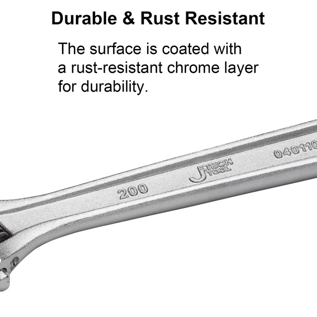 Alt view image 6 of 6 - Jetech 8-Inch Adjustable Wrench - Professional Cr-V Steel Shifter with Metric Scale Wide Caliber Opening for Home, Garage, Workshop and DIY