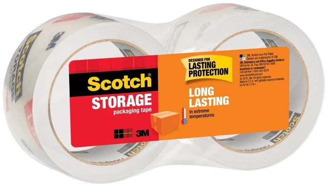 Main image of Scotch Long Lasting Storage Packaging Tape, 1.88"x54.6yd, 3"Core, Clear, 2 Rolls (3650-2)