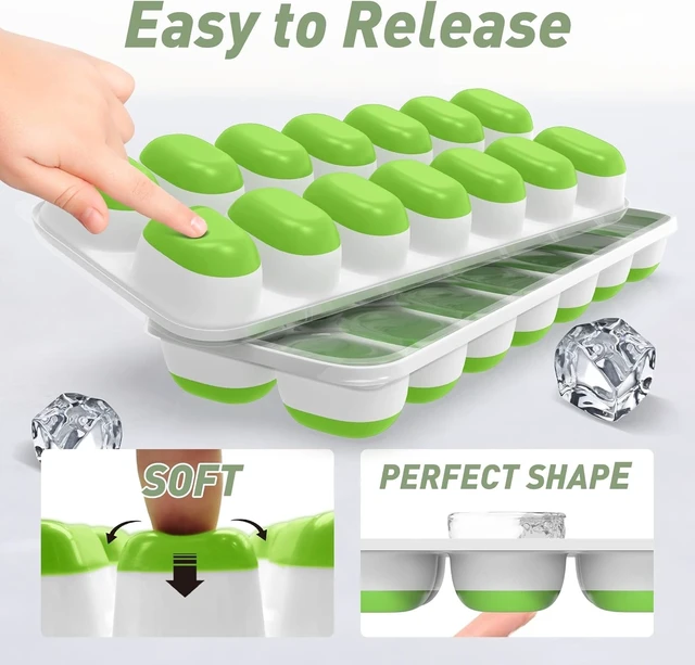 Alt view image 3 of 6 - ChefAide 4 Pack Silicone Ice Cube Trays with Lid for Freezer