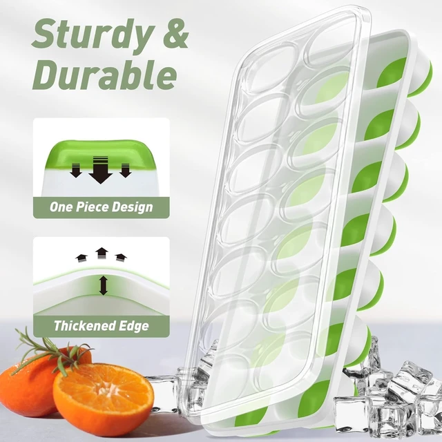 Alt view image 4 of 6 - ChefAide 4 Pack Silicone Ice Cube Trays with Lid for Freezer