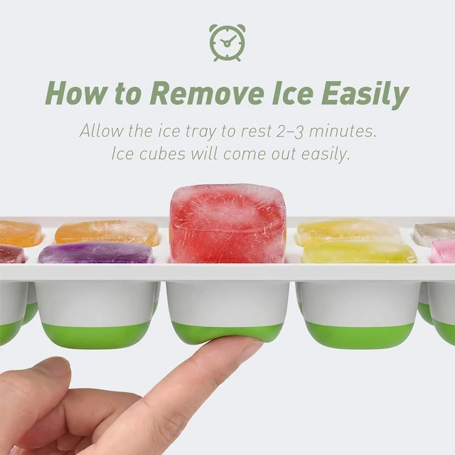 Alt view image 5 of 6 - ChefAide 4 Pack Silicone Ice Cube Trays with Lid for Freezer