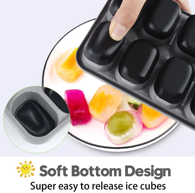 Alt view image 3 of 6 - 56Pcs Silicone Ice Cube Trays 4 Pack, Easy-Release & Flexible with Spill-Resistant Removable Lid, Stackable Trays with Covers for Freezer and Cocktail