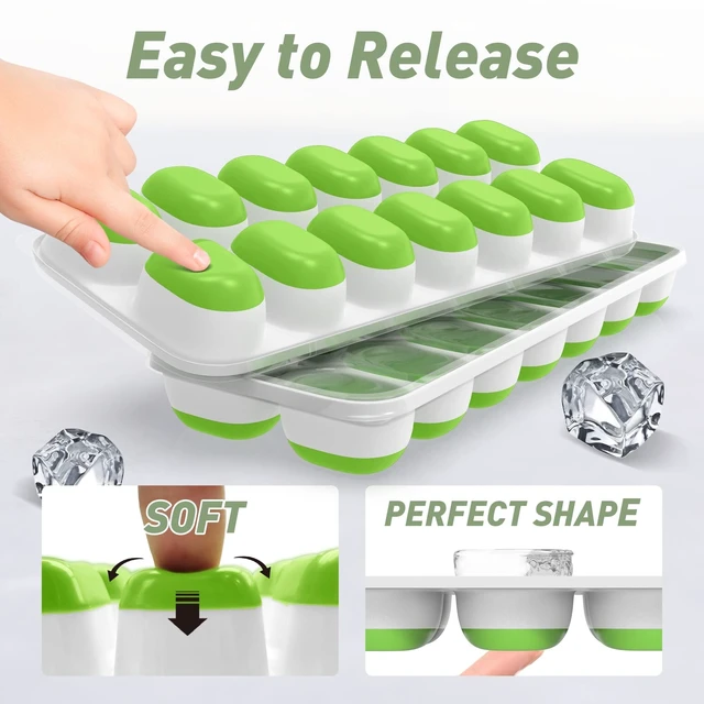 Alt view image 2 of 6 - ChefAide 2 Pack Silicone Ice Cube Trays with Lid for Freezer