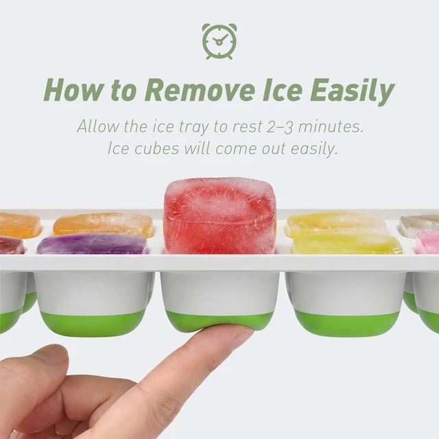 Alt view image 3 of 6 - ChefAide 2 Pack Silicone Ice Cube Trays with Lid for Freezer