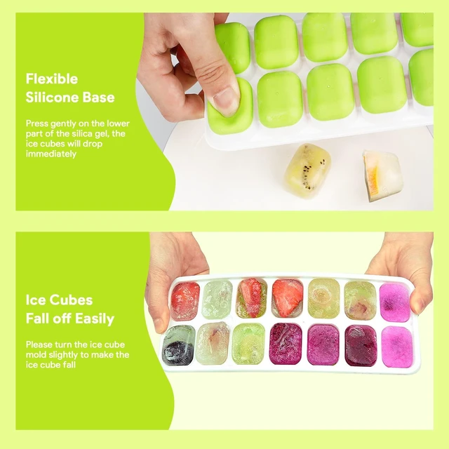 Alt view image 5 of 6 - Airabc Silicone Ice Cube Trays 4 Pack, Removable Lid, Easy-Release Flexible 14-Cube Trays, LFGB Certified BPA Free, Stackable Covers for Cocktail Freezer