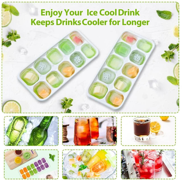 Alt view image 6 of 6 - DOQAUS 4 Pack Silicone Ice Cube Tray with Lids for Freezer