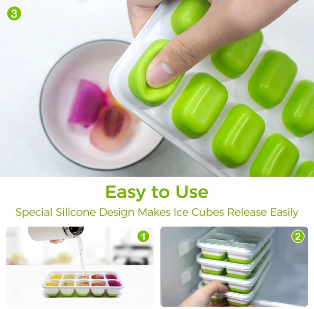 Alt view image 4 of 6 - DOQAUS 4 Pack Silicone Ice Cube Tray with Lids for Freezer