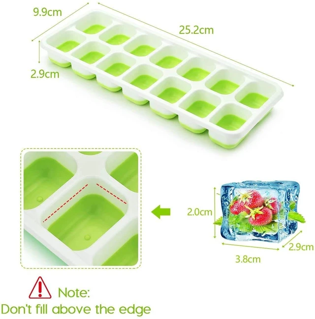 Alt view image 5 of 7 - 2 Pack Silicone Ice Cube Trays, 14-Cavity, Easy-Release, Flexible, Spill-Resistant Removable Lid, BPA Free, Dishwasher Safe