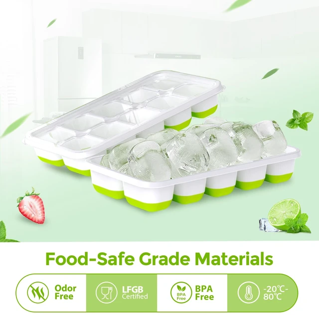 Alt view image 2 of 7 - DOQAUS Ice Cube Tray with Lids, 2 Pack Silicone Ice Trays for Freezer