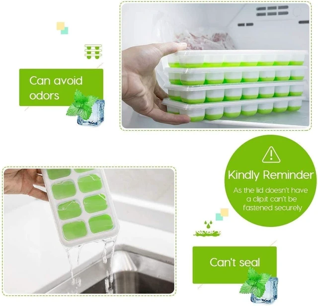 Alt view image 6 of 7 - Silicone 14-Ice Trays with Spill-Resistant Removable Lid, Easy-Release, Flexible, BPA Free, Durable, Dishwasher Safe, 4 Pack