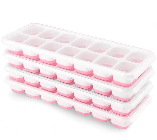 Main image of Airabc 4-Pack Silicone Ice Cube Trays with Removable Lid, 14-Cube Easy-Release, Stackable, LFGB Certified, BPA Free, for Cocktail and Freezer