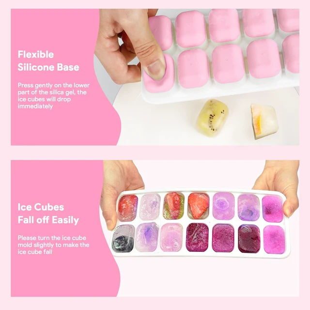 Alt view image 5 of 7 - Airabc 4-Pack Silicone Ice Cube Trays with Removable Lid, 14-Cube Easy-Release, Stackable, LFGB Certified, BPA Free, for Cocktail and Freezer