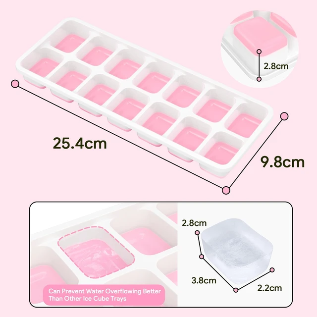 Alt view image 2 of 7 - Airabc 4-Pack Silicone Ice Cube Trays with Removable Lid, 14-Cube Easy-Release, Stackable, LFGB Certified, BPA Free, for Cocktail and Freezer